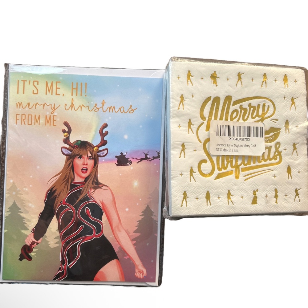🌲 Taylor swift Merry Christmas Card and Napkin Set